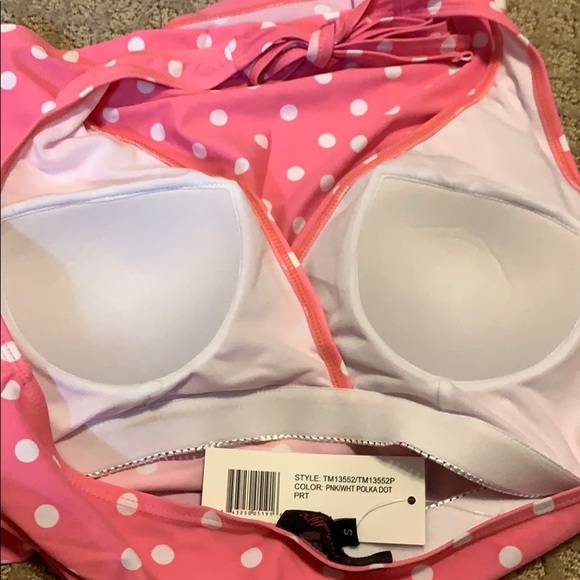 Dynabelly Swim Zulily Maternity Bathing Suit Pink Polka Dots New